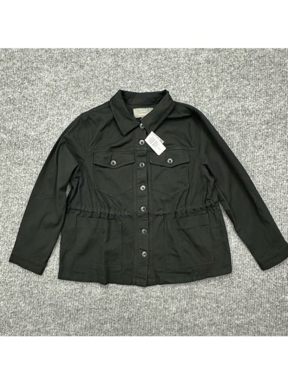 Torrid Black Twill Anorak Jacket Cinch Waist Button Up Coat Womens Large (0) NEW